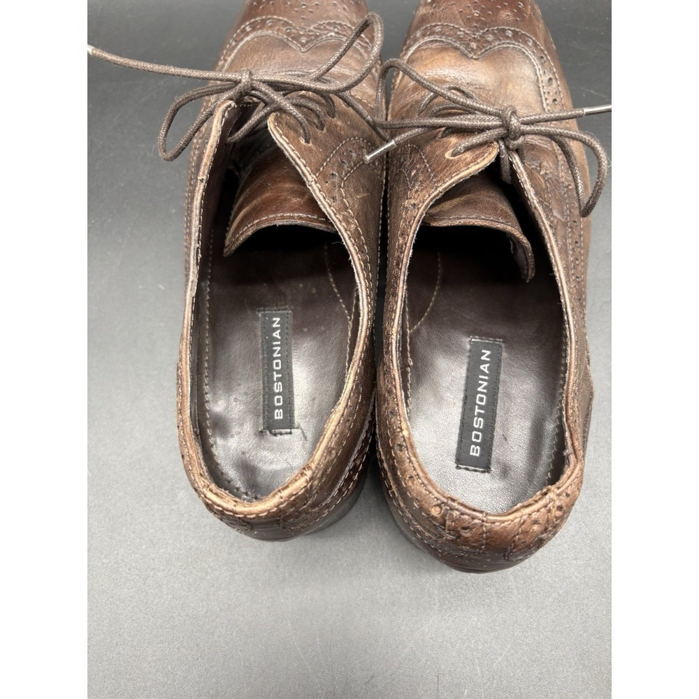 Bostonian Brown Leather Wingtip Oxford Dress Shoes Mens 9W Vintage - Picture 10 of 15